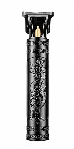 Máquina de Cortar Cabelo Vintage com Estampa de Dragão, Recarregável USB, Aparador de Cabelo T-Blade Profissional para Homens com 4 Pentes Guia