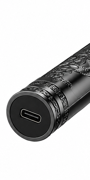 Máquina de Cortar Cabelo Vintage com Estampa de Dragão, Recarregável USB, Aparador de Cabelo T-Blade Profissional para Homens com 4 Pentes Guia